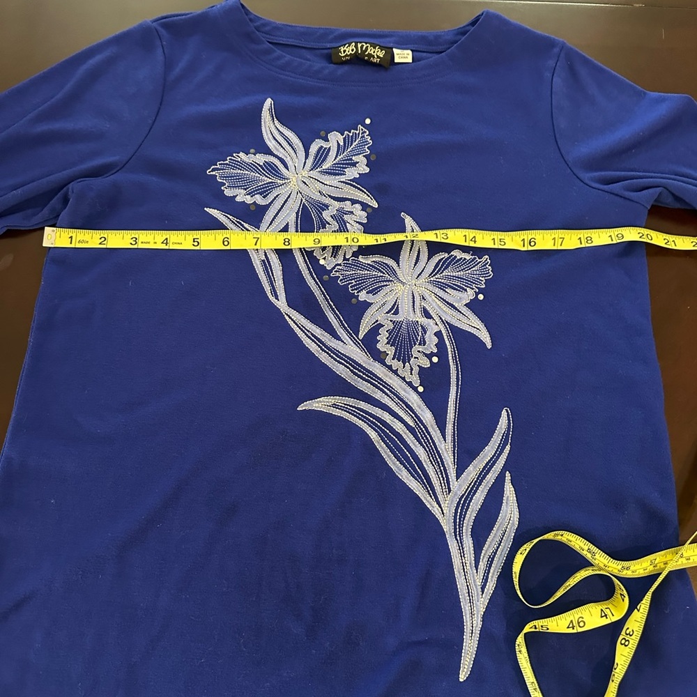 Bob Mackie Wearable Art Blue Top - Picture 2 of 8